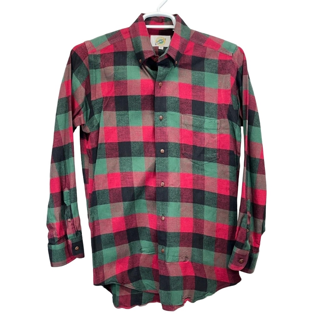 Vintage Field Gear Mens Multicolor Plaid Cotton Button‎ Up Polo Shirt Small